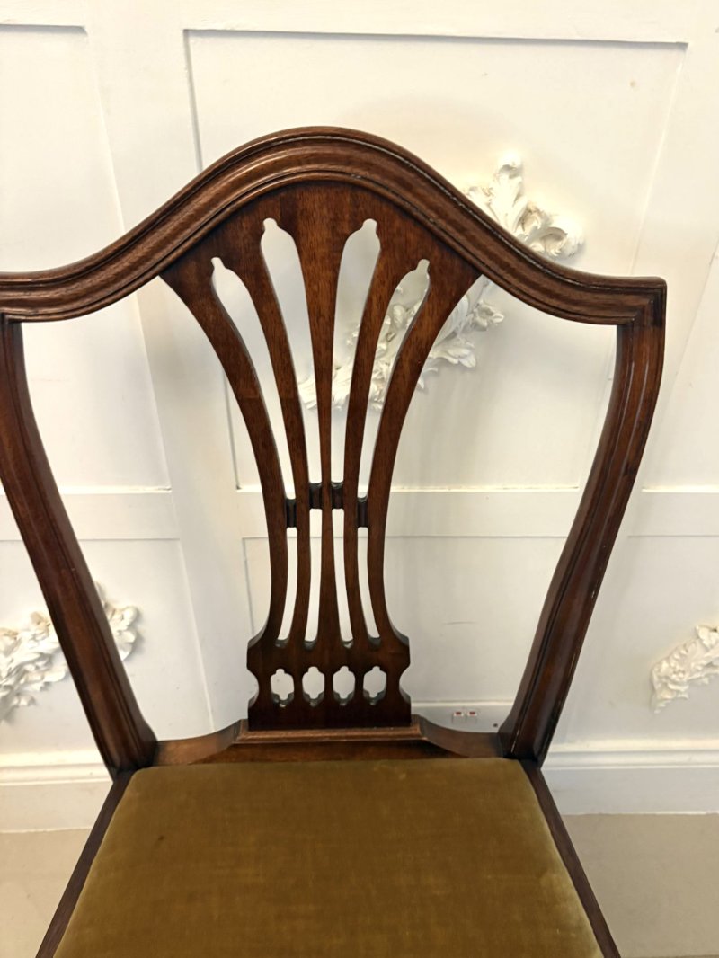 Quality Set of 12 Antique Mahogany Hepplewhite Style Dining Chairs